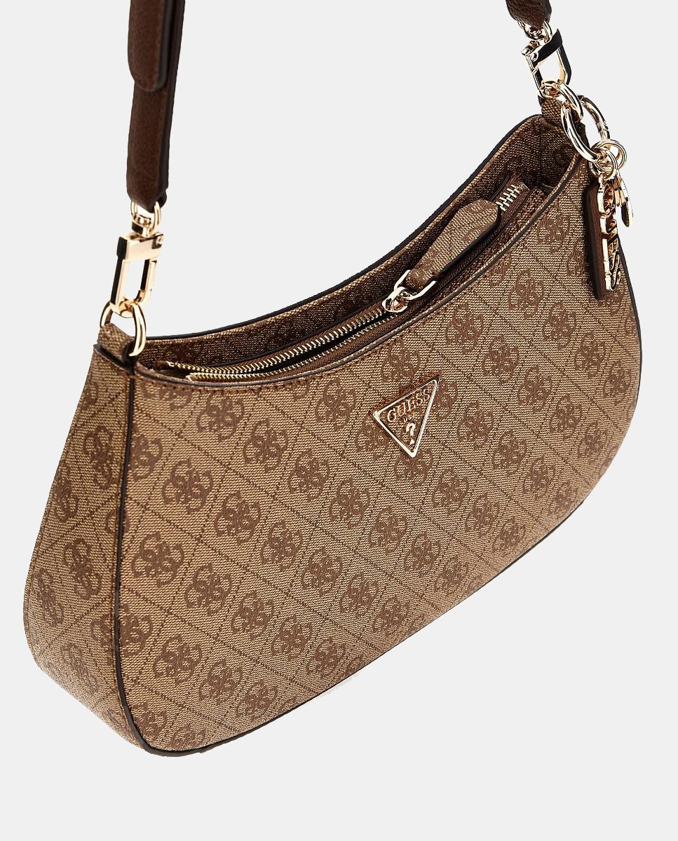 Mala de Ombro com zipper Castanho-claro-4