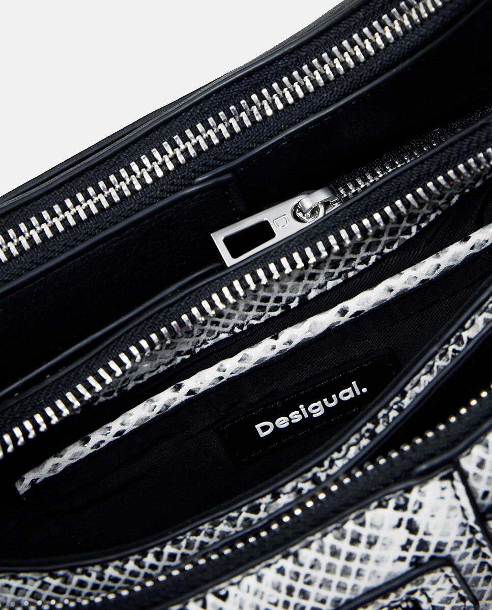 Mala Conversível Pequena com Animal Print Preto-3