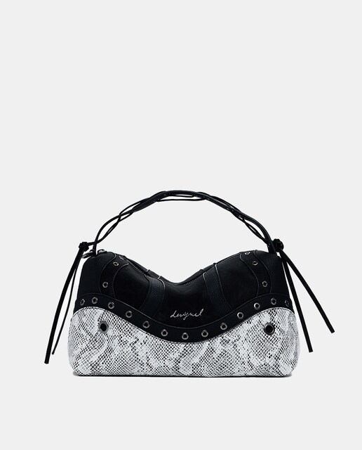 Imagem 0 de Mala Média com Animal Print de Serpente e Tachas