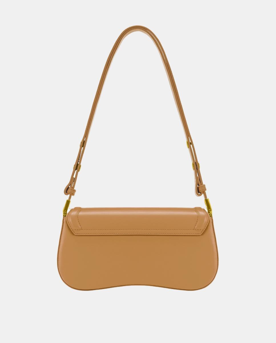 Mala de Ombro Joy com Aba - Castanho-Claro Castanho-escuro-2