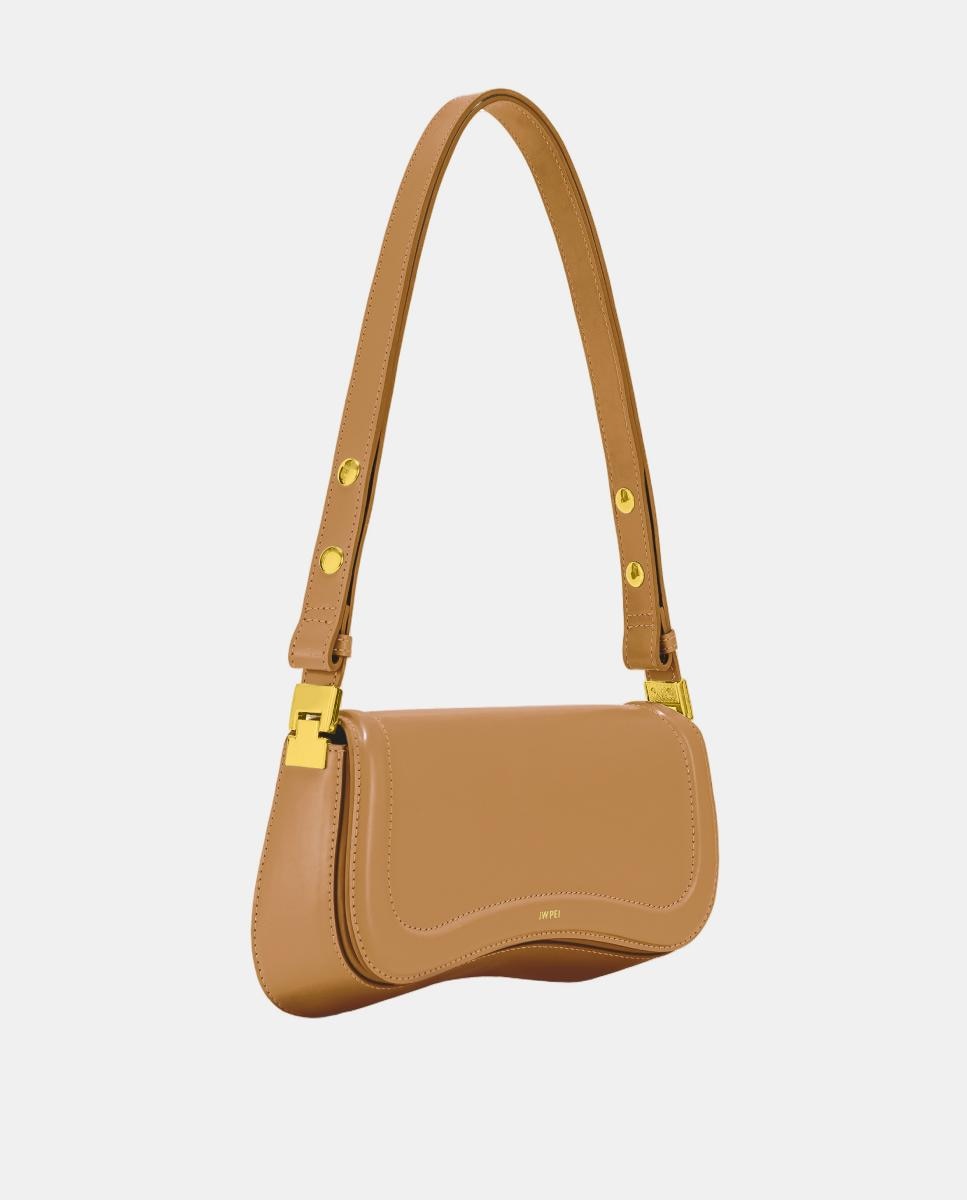 Mala de Ombro Joy com Aba - Castanho-Claro Castanho-escuro-3