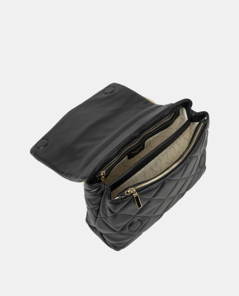 Mala Retangular Acolchoada com Aba Preto-3