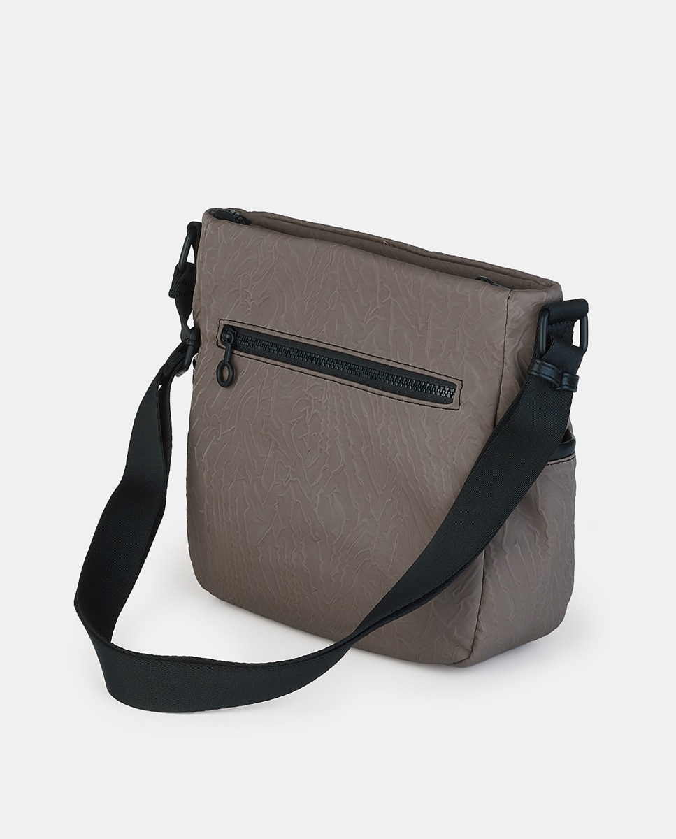 Mala Crossbody Média com Fecho de Correr Taupe-2