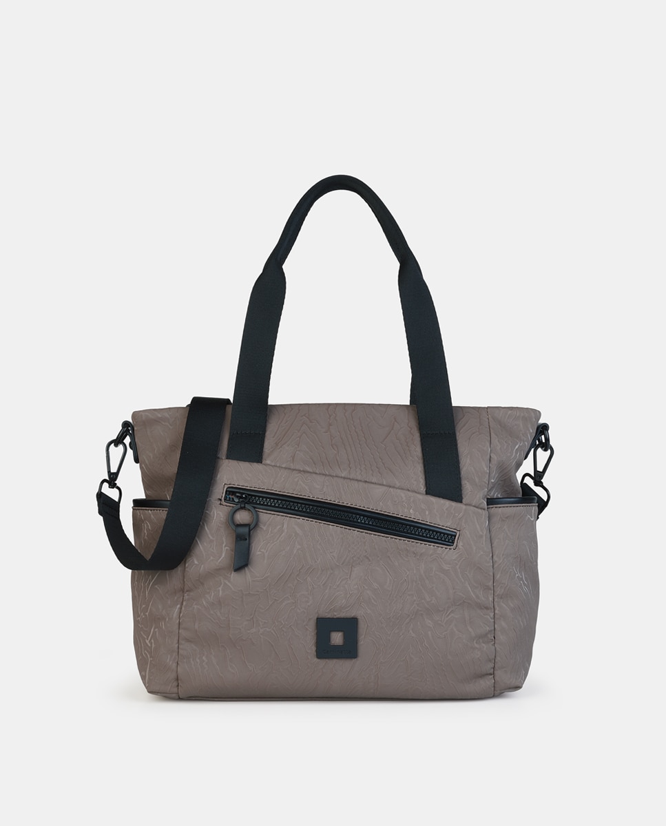 Mala Shopper com Fecho de Correr Taupe-1