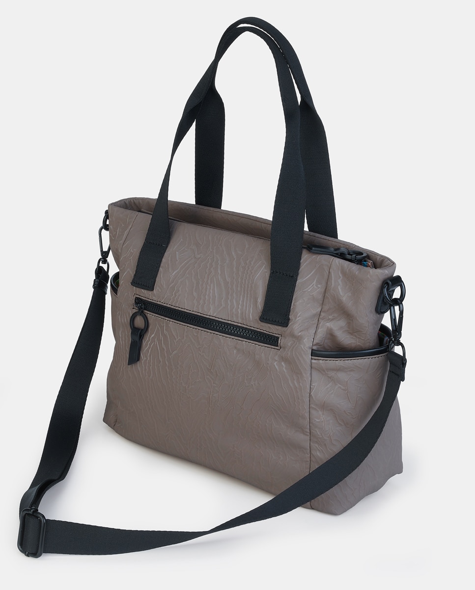 Mala Shopper com Fecho de Correr Taupe-2