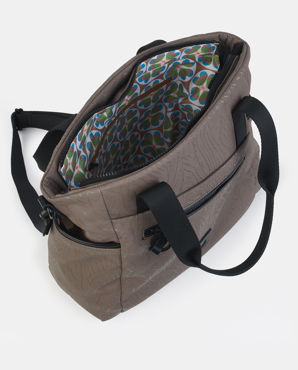 Mala Shopper com Fecho de Correr Taupe-3