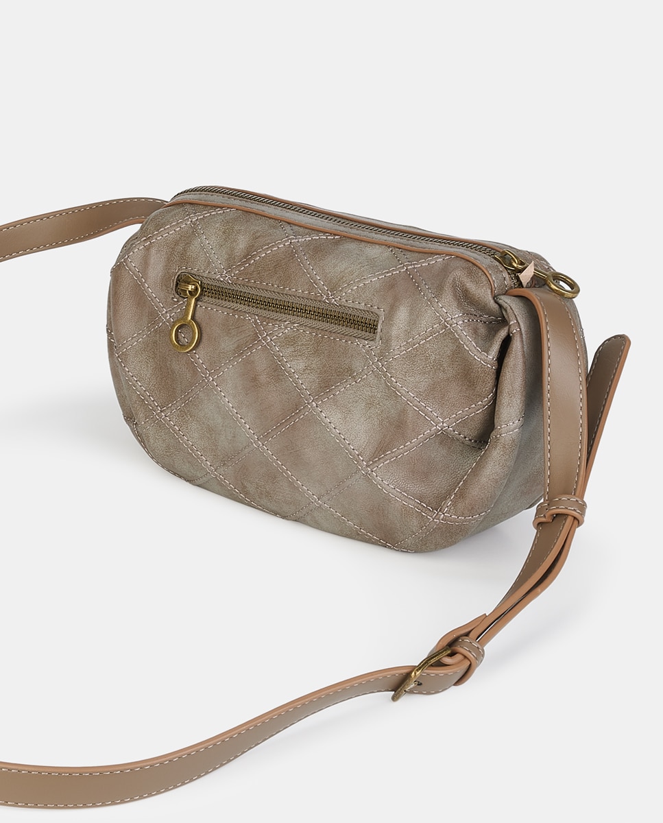 Mala Crossbody com Fecho de Correr Taupe-2