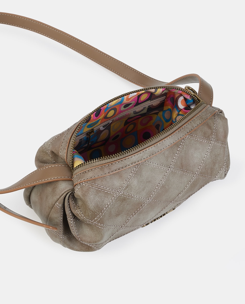 Mala Crossbody com Fecho de Correr Taupe-3