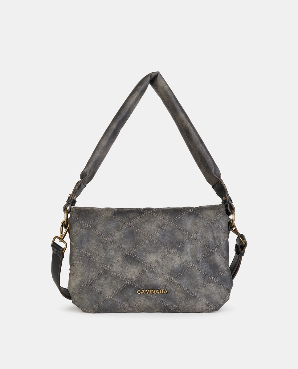 Mala Crossbody com Aba com Fecho de Correr Preto-1