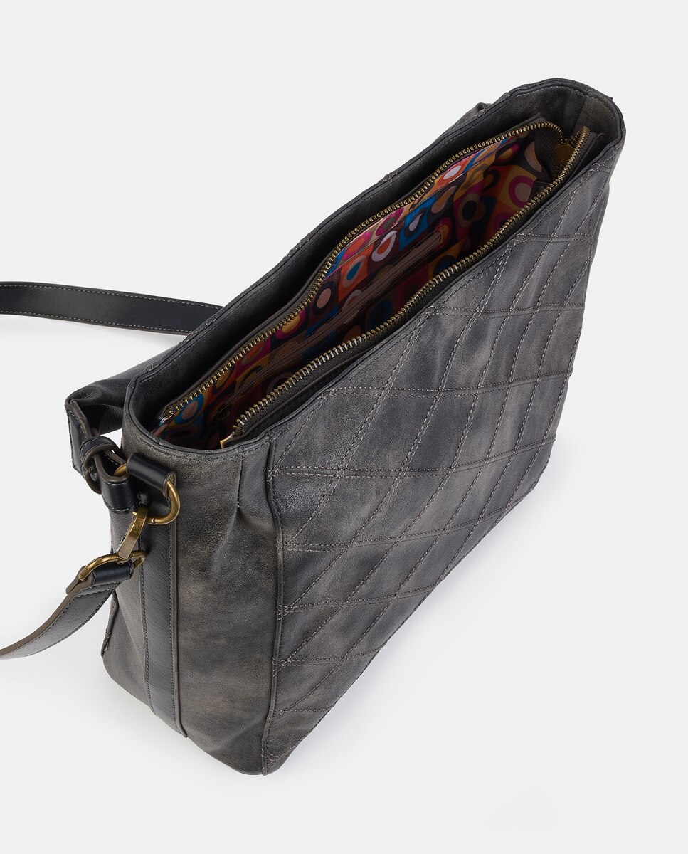 Mala Hobo com Fecho de Correr Preto-3