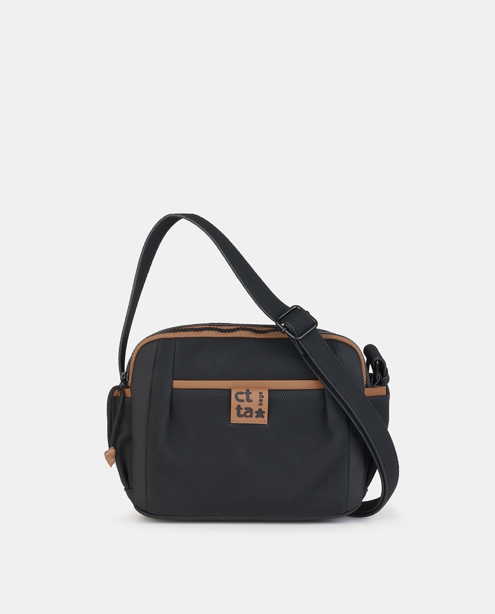 Mala Crossbody com Fecho de Correr Preto-1
