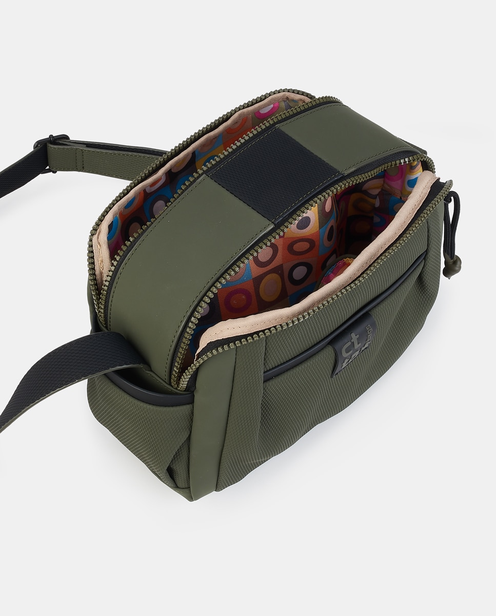 Mala Crossbody com Fecho de Correr Caqui-3