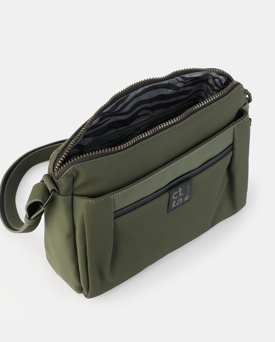 Mala Crossbody com Fecho de Correr Caqui-3