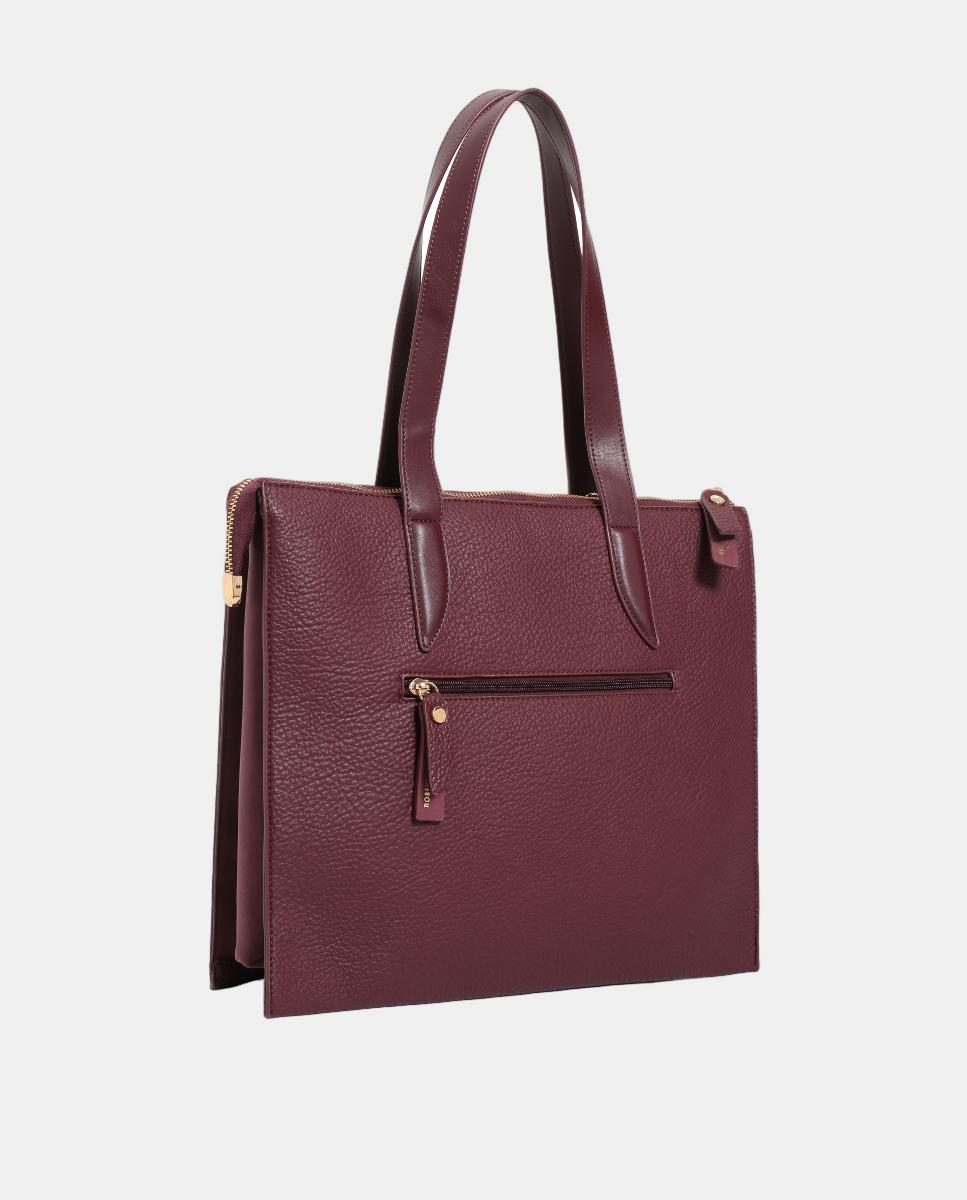 Mala Shopper de PU com Fecho de Correr Bordeaux-2