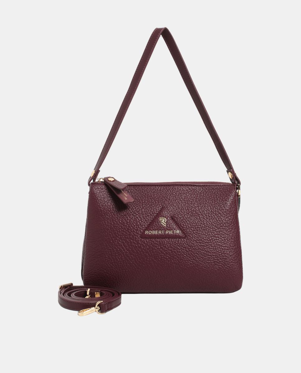Mala a Tiracolo de PU com Fecho de Correr e Alça Desmontável Bordeaux-1