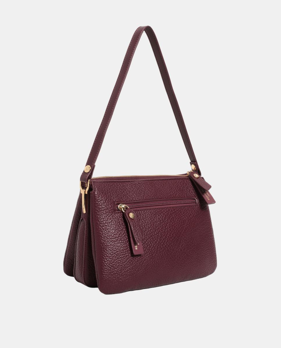 Mala a Tiracolo de PU com Fecho de Correr e Alça Desmontável Bordeaux-2