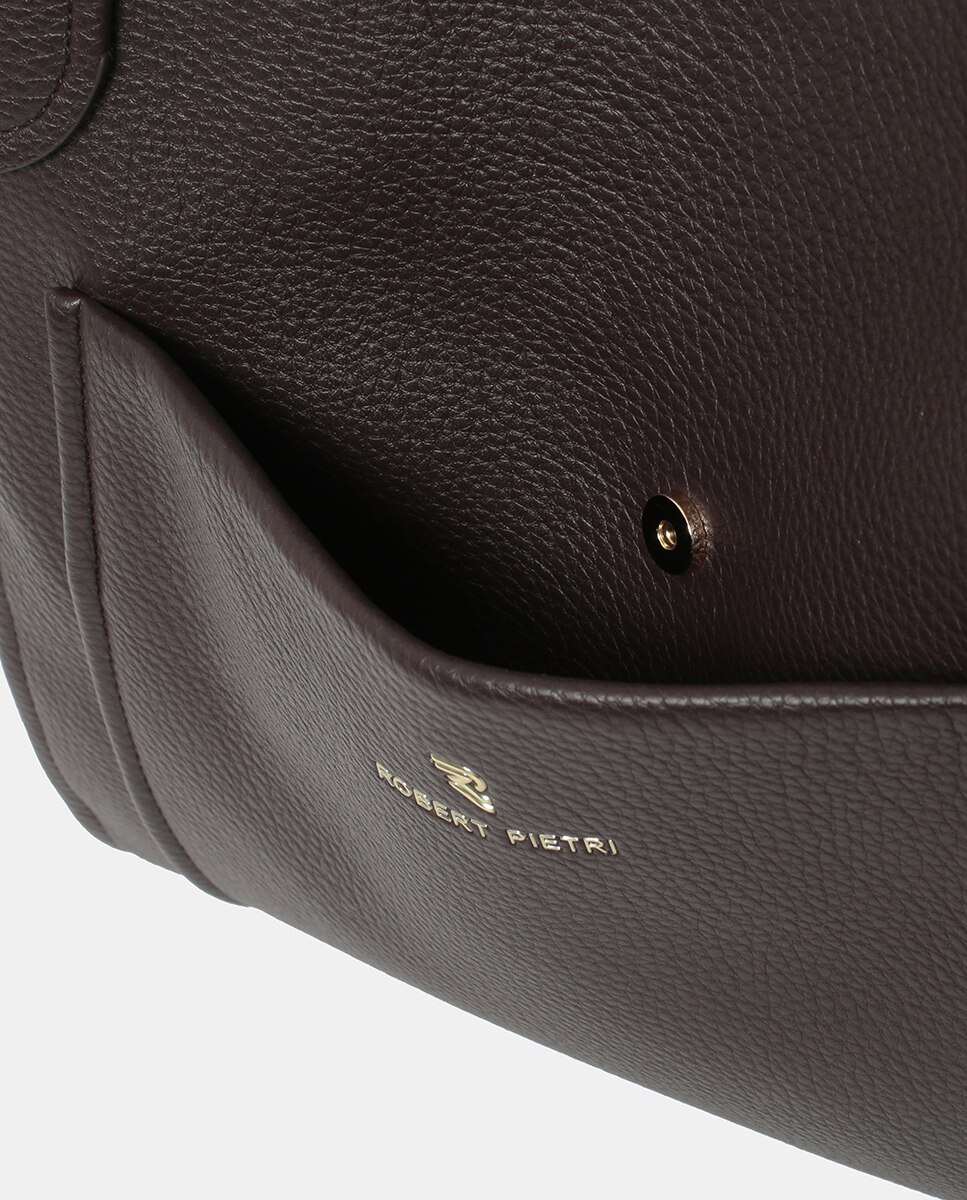 Mala Shopper de PU com Nécessaire Interior Castanho-4