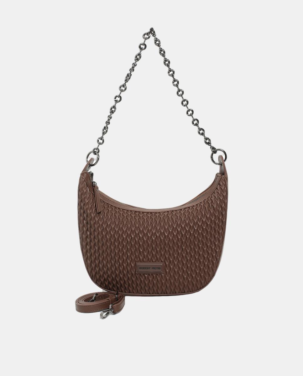 Imagen 0 de Bolso de PU con cremallera y asa de cadena Marrón