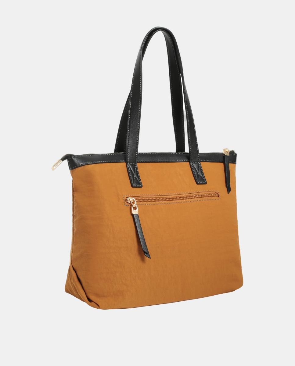 Mala Shopper de Nylon com Fecho de Correr Mostarda-2
