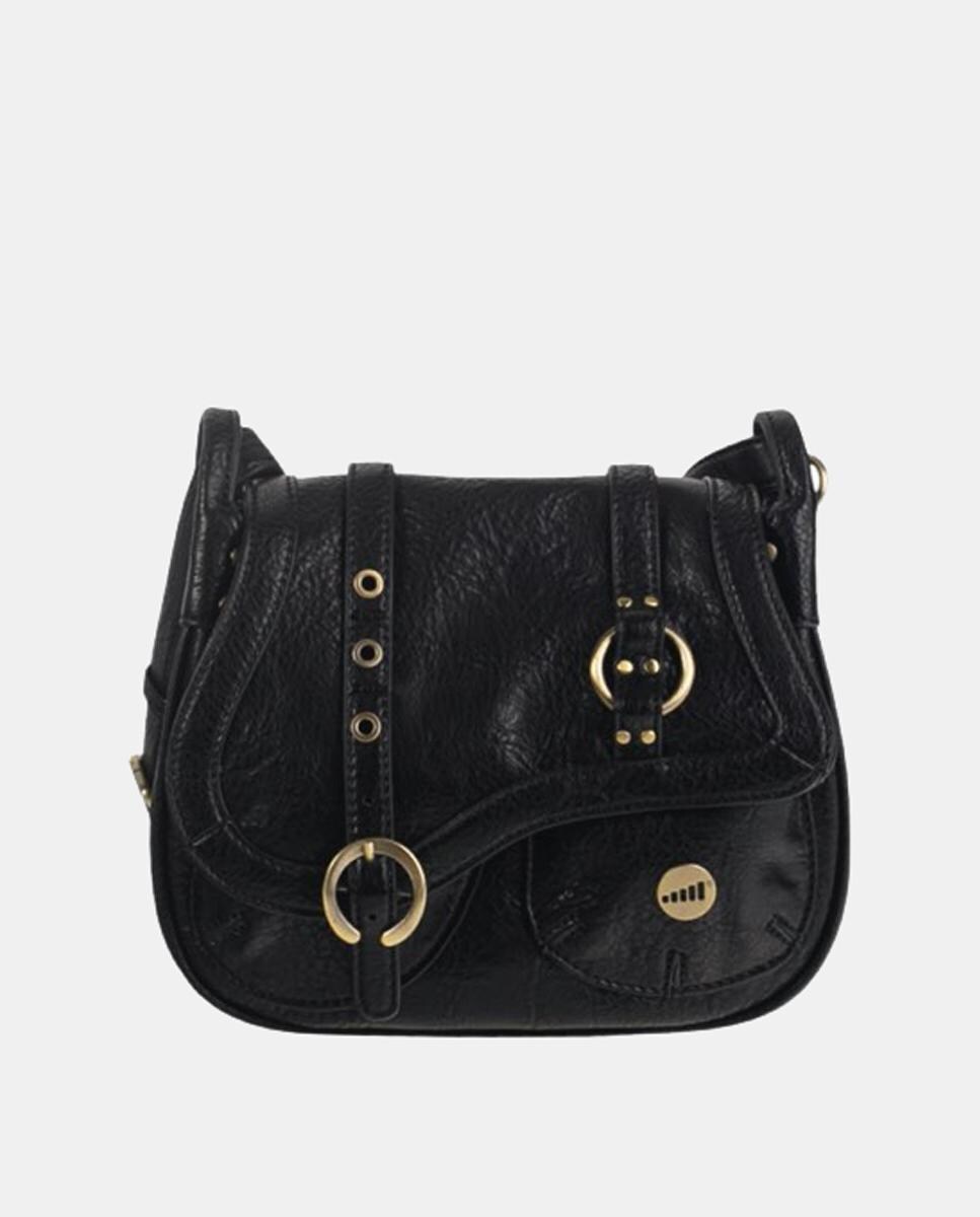 Mala a Tiracolo em PU Pequena com Aba Preto-1