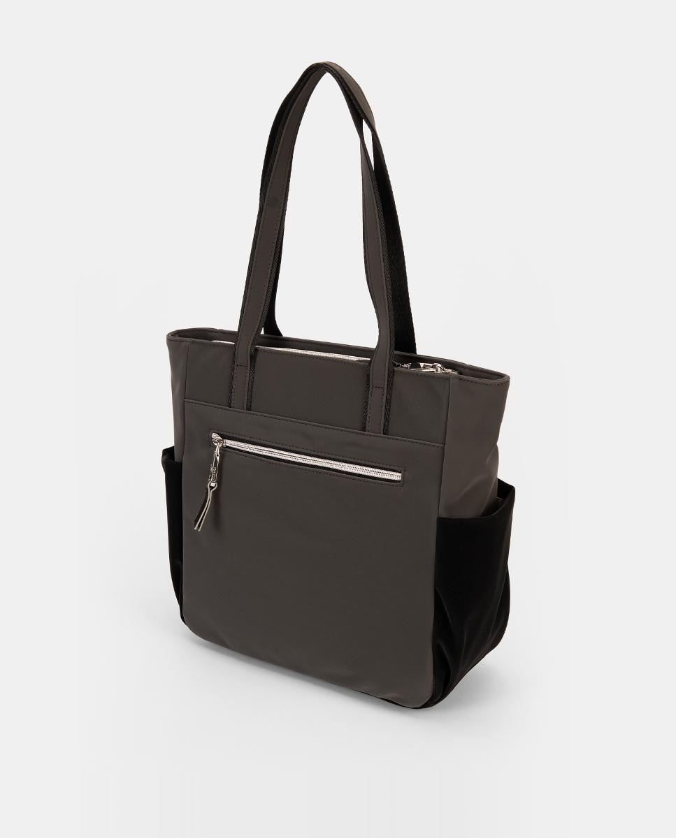 Mala Tipo Tote de Tato Muito Agradável com Bolsos Laterais Cinzento-escuro-2