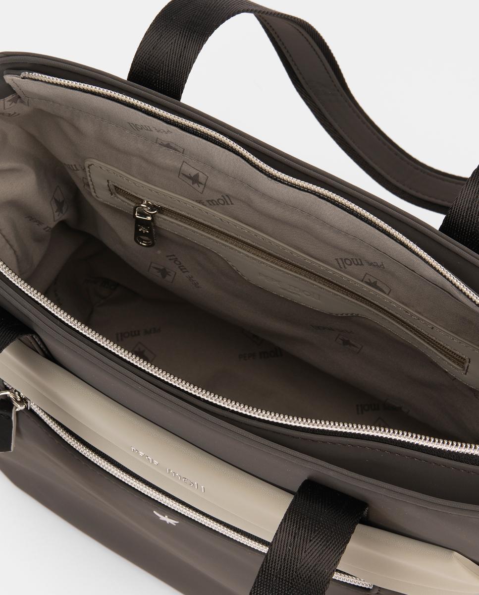 Mala Tipo Tote de Tato Muito Agradável com Bolsos Laterais Cinzento-escuro-4