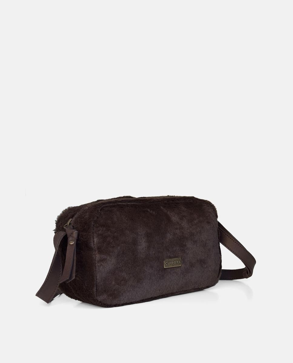 Mala Crossbody Grande de Pelo Castanho-2