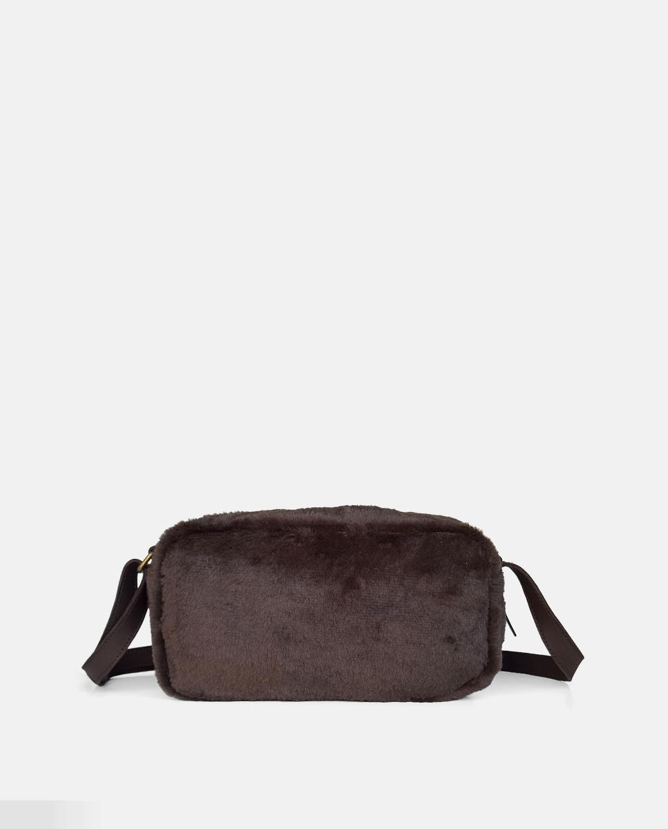 Mala Crossbody Grande de Pelo Castanho-3