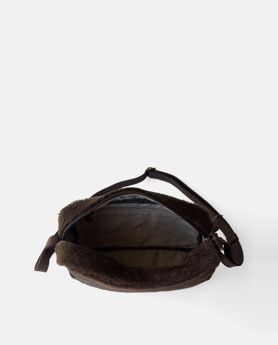 Mala Crossbody Grande de Pelo Castanho-4