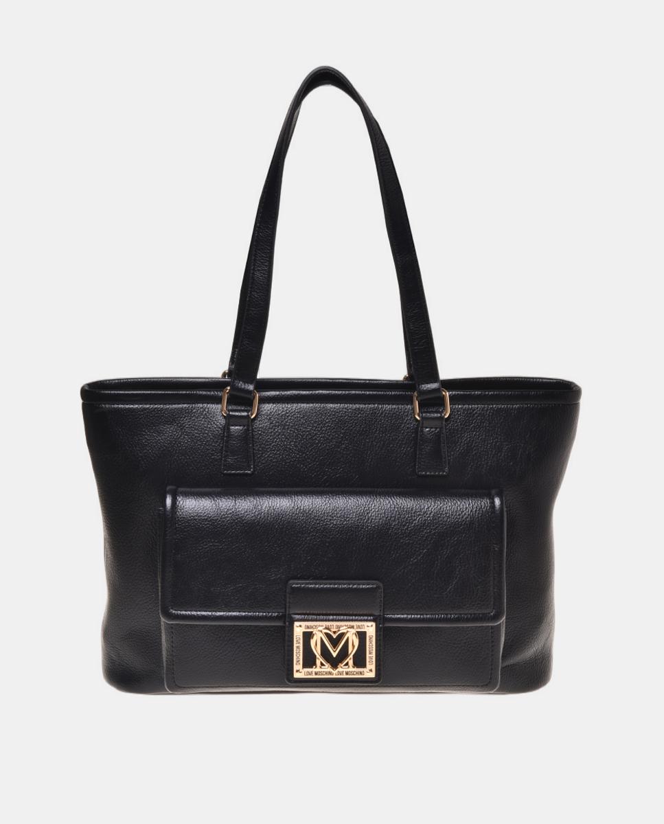 Mala de Ombro com Fecho de Correr - Preto Preto-1