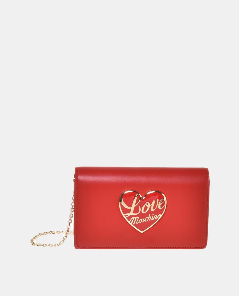 Mala Tipo Clutch com Alça de Corrente Amovível - Preto Vermelho-1