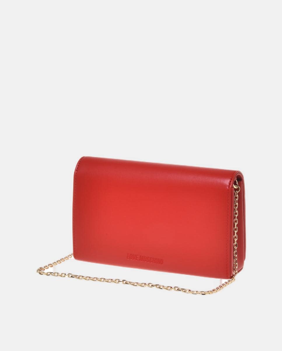 Mala Tipo Clutch com Alça de Corrente Amovível - Preto Vermelho-2
