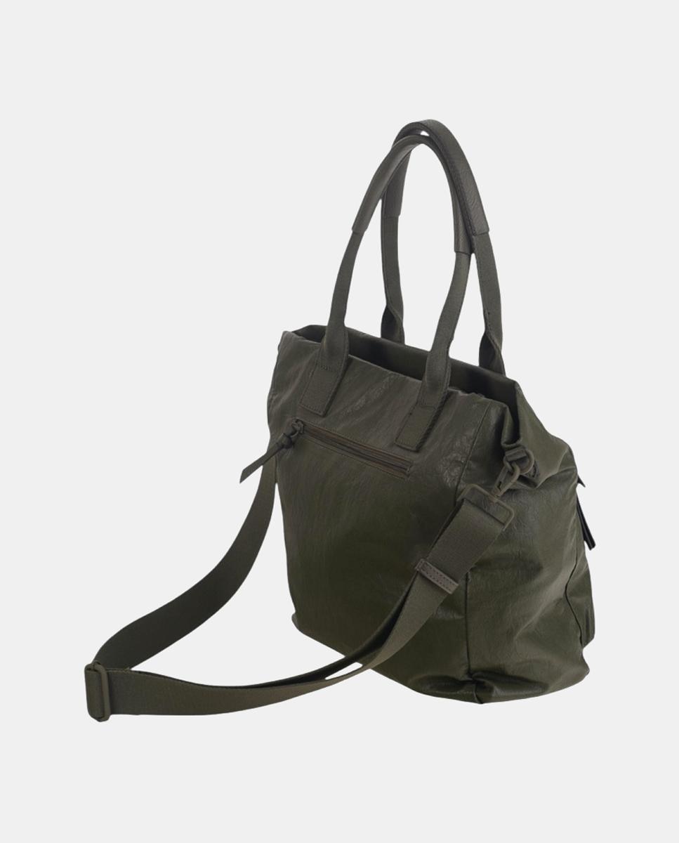 Mala Tipo Tote com Bolsos à Frente Caqui-2