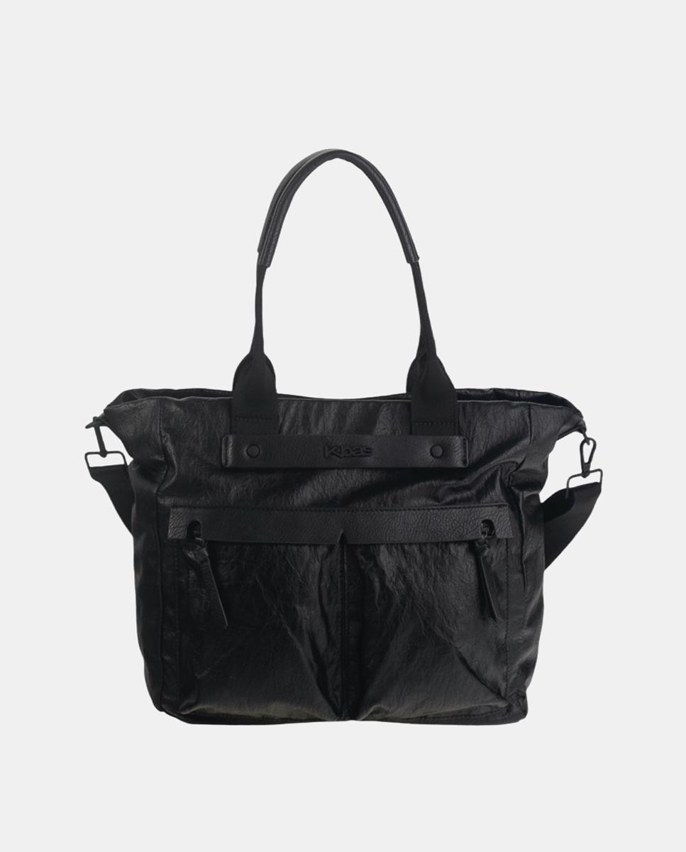 Mala Tipo Tote com Bolsos à Frente Preto-1