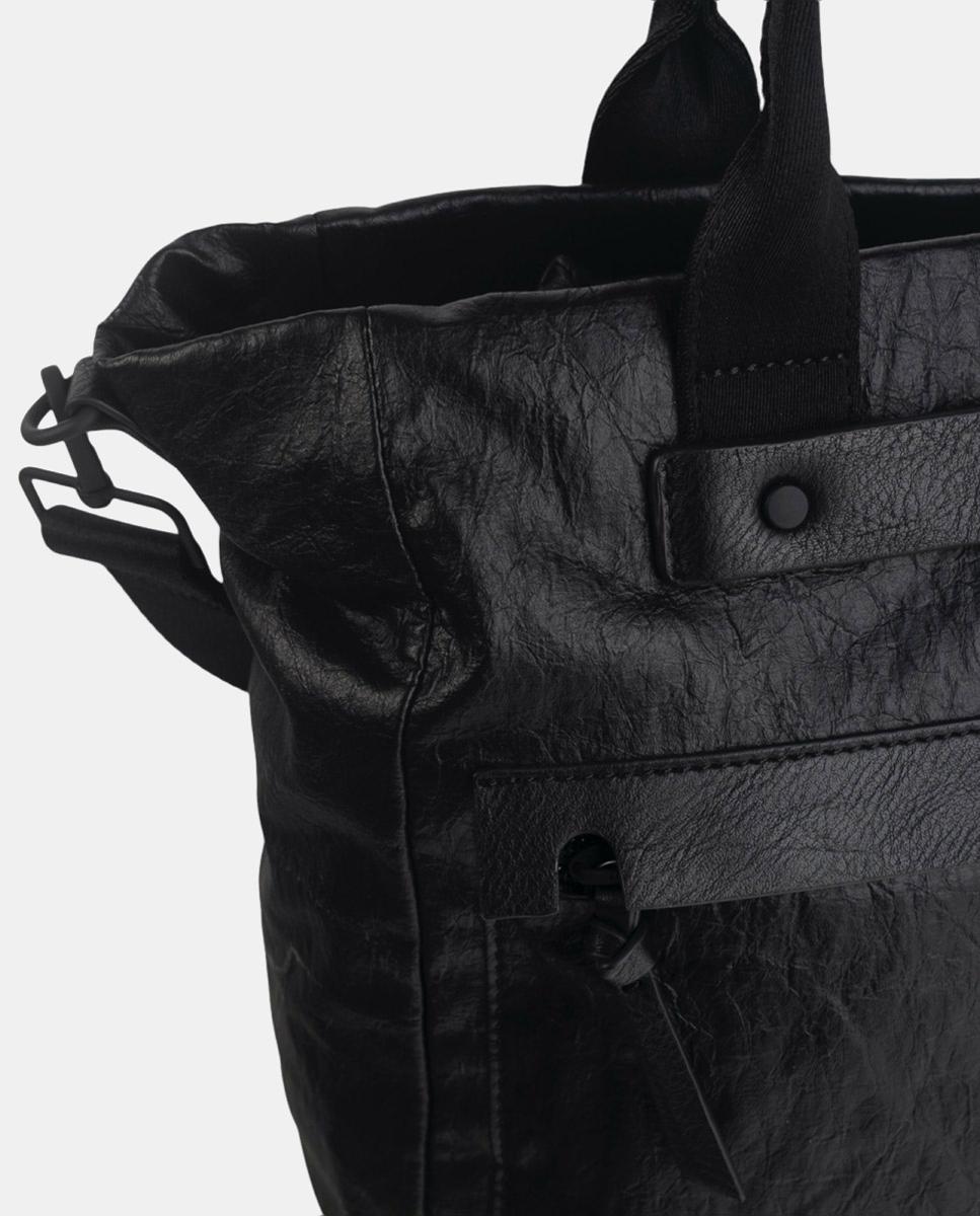 Mala Tipo Tote com Bolsos à Frente Preto-3