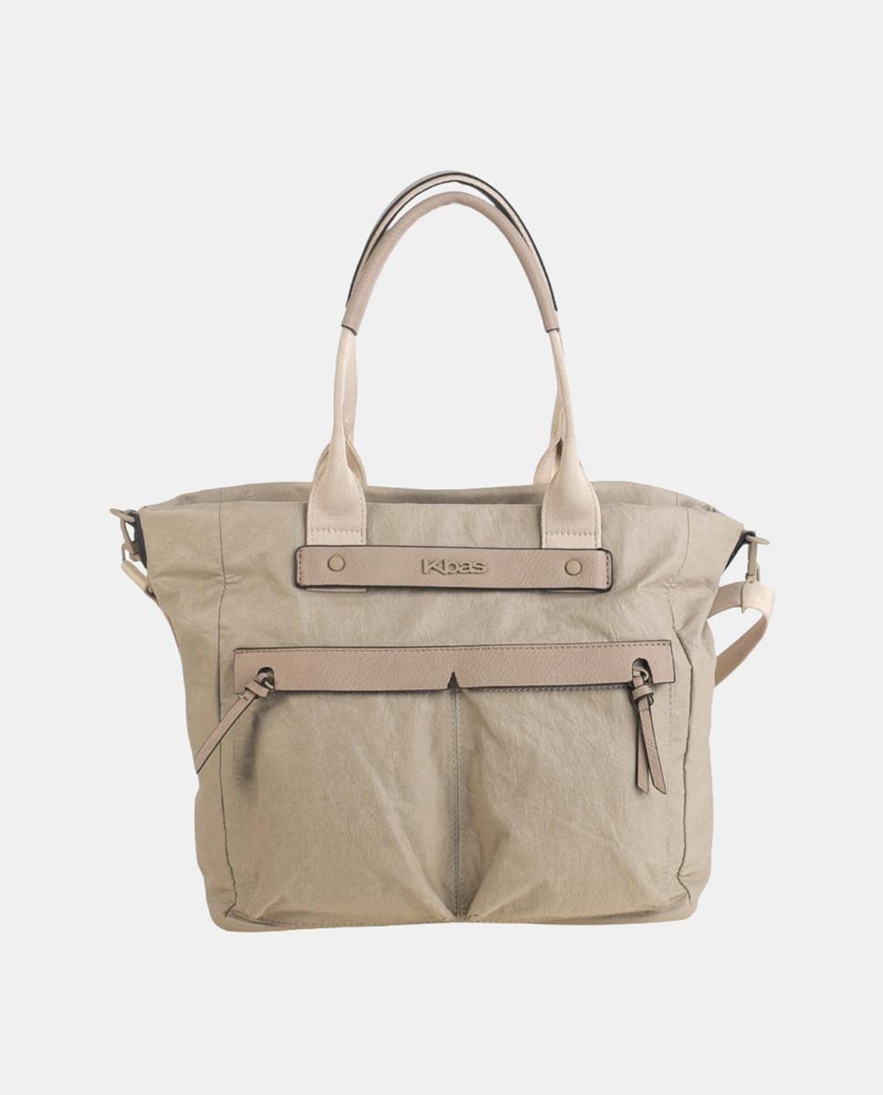 Mala Tipo Tote com Bolsos à Frente Pedra-1