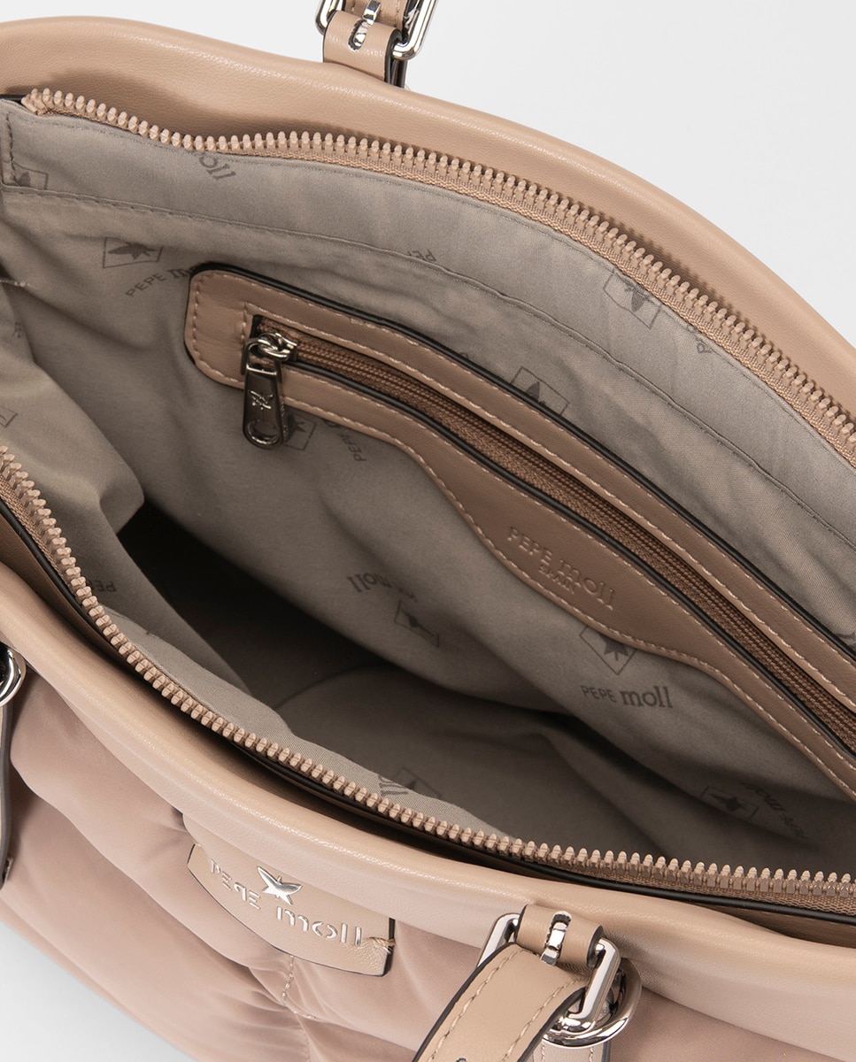 Mala Shopper Acolchoada Bege-4