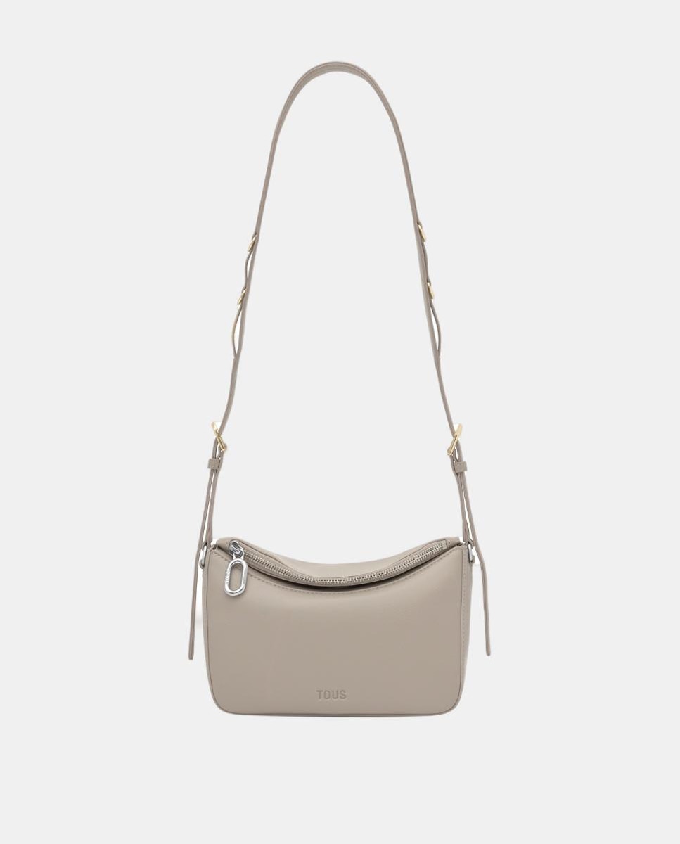 Mala a Tiracolo Média com Fecho de Correr Taupe-1