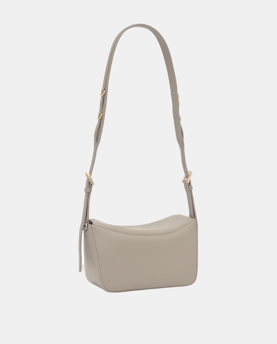 Mala a Tiracolo Média com Fecho de Correr Taupe-4