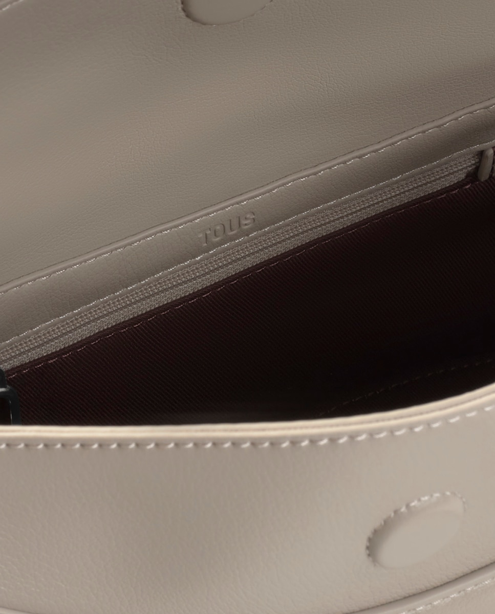 Mala a Tiracolo Média com Fecho de Correr Taupe-5