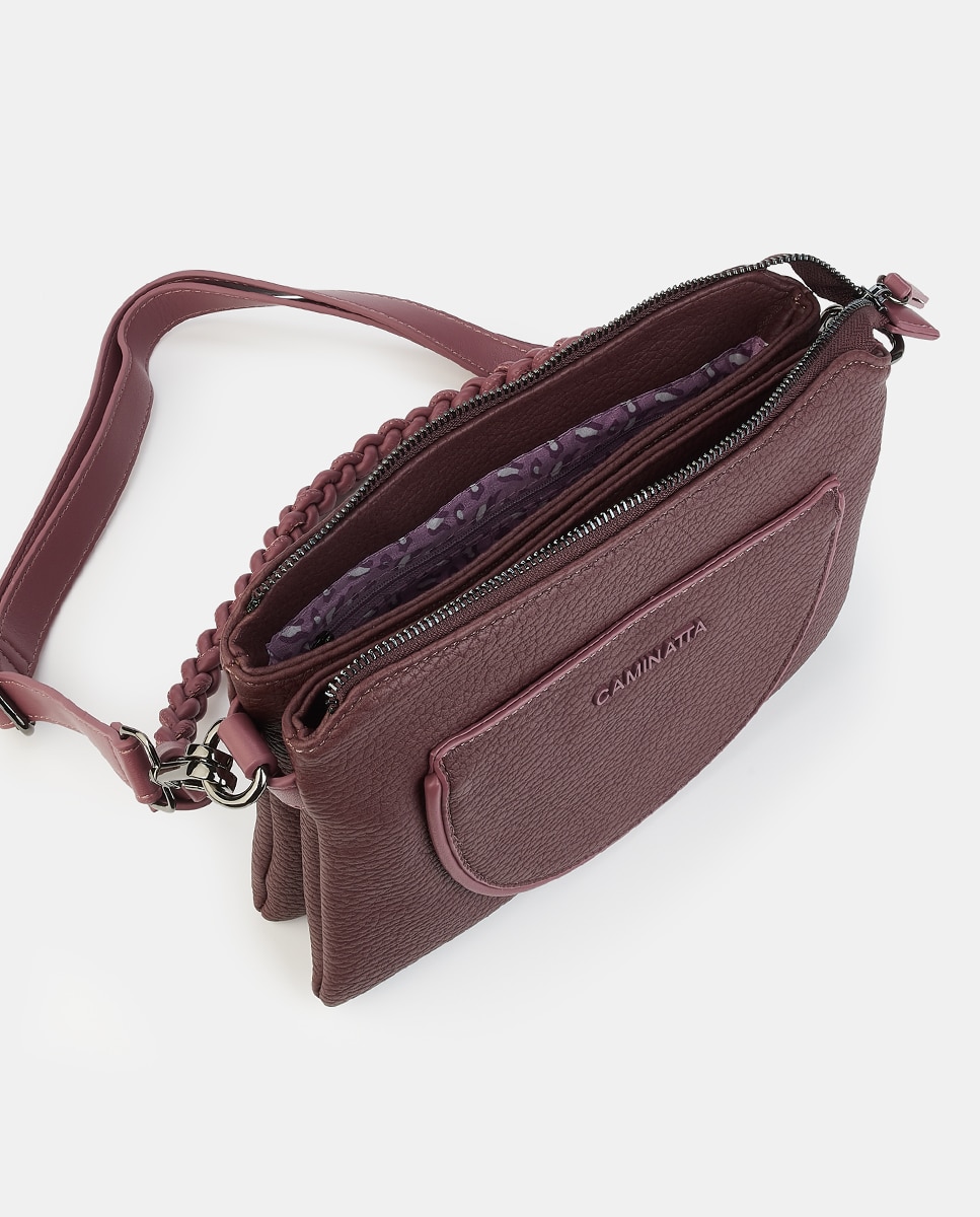 Mala Crossbody Pequena com Fecho de Correr Roxo-3