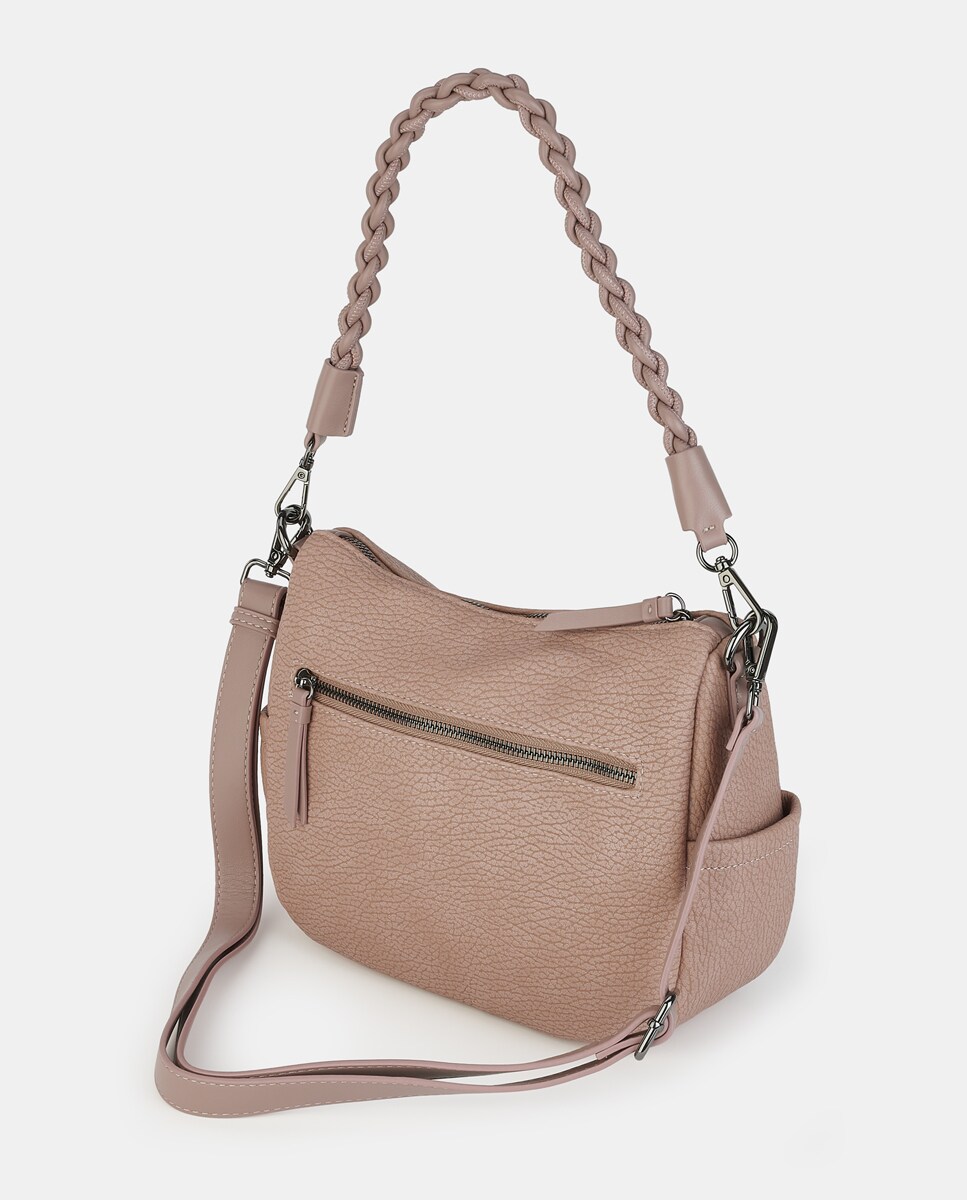 Mala Crossbody Pequena com Fecho de Correr Nude-2