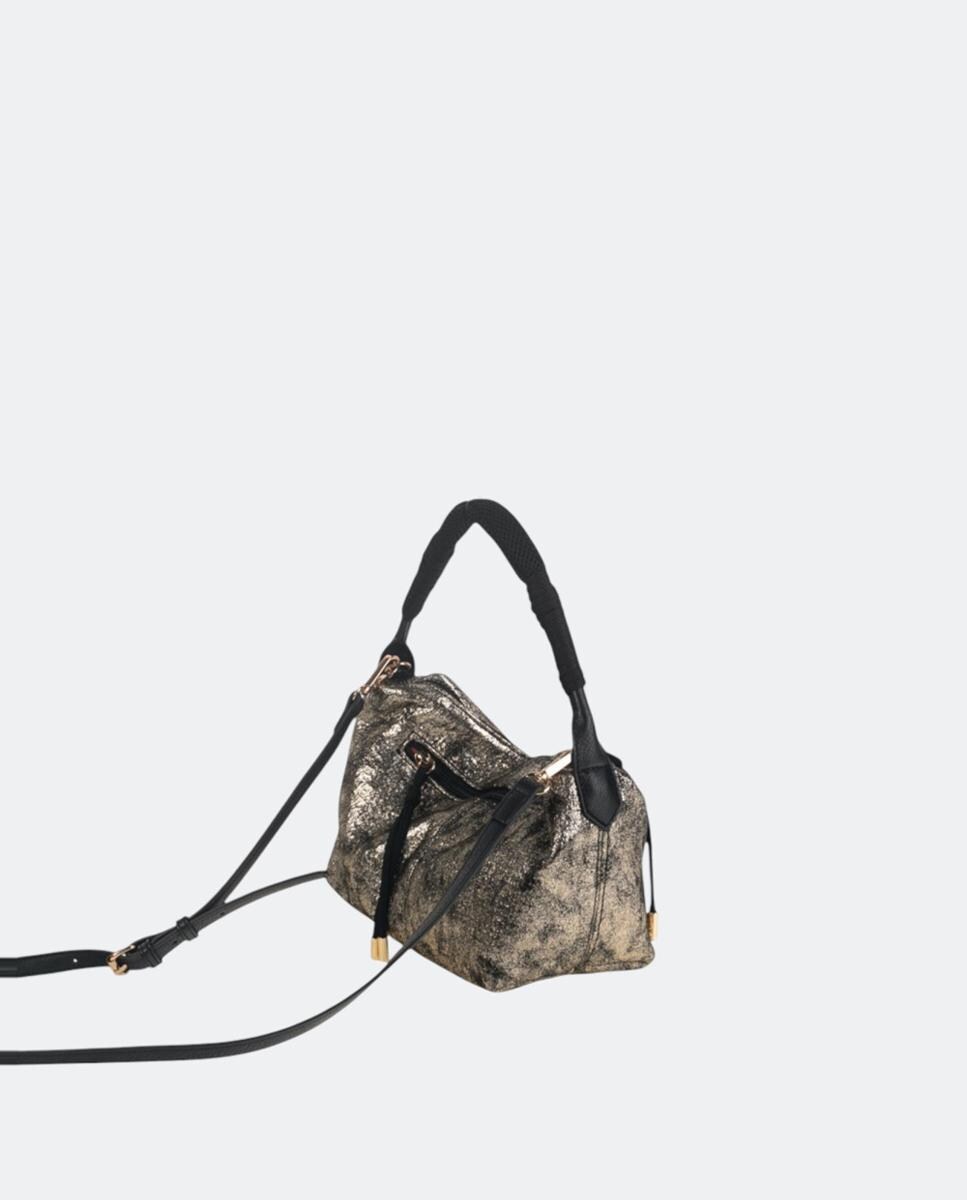 Mala a Tiracolo com Efeito Metalizado e Alça Dupla Ouro-2