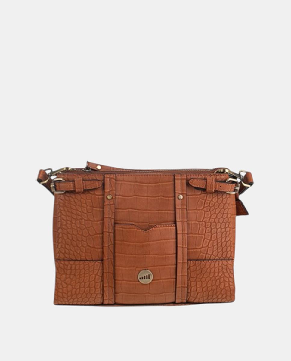 Imagem 0 de Mala a Tiracolo em PU Croco com Fecho de Correr