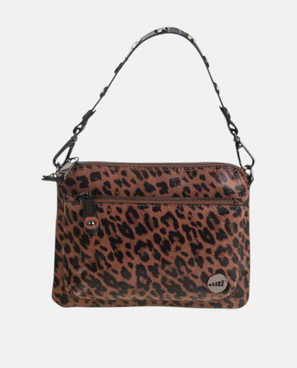 Imagem 0 de Mala a Tiracolo em PU Flexível em Animal Print de Leopardo e Fecho de Correr