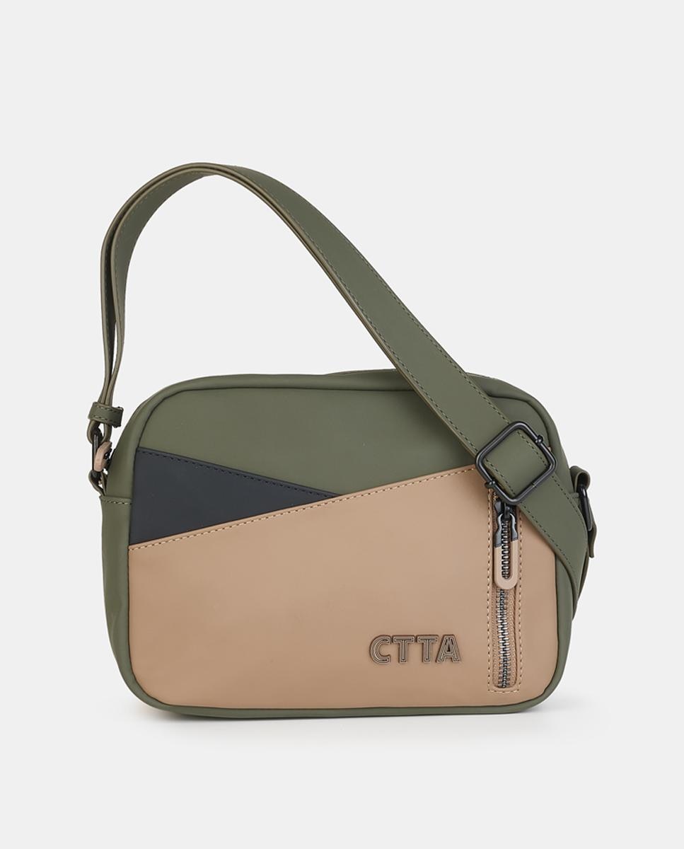 Mala Crossbody com Fecho de Correr Caqui-1