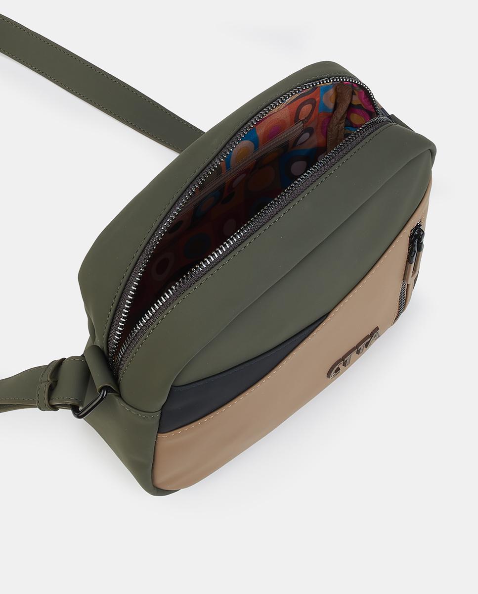 Mala Crossbody com Fecho de Correr Caqui-3
