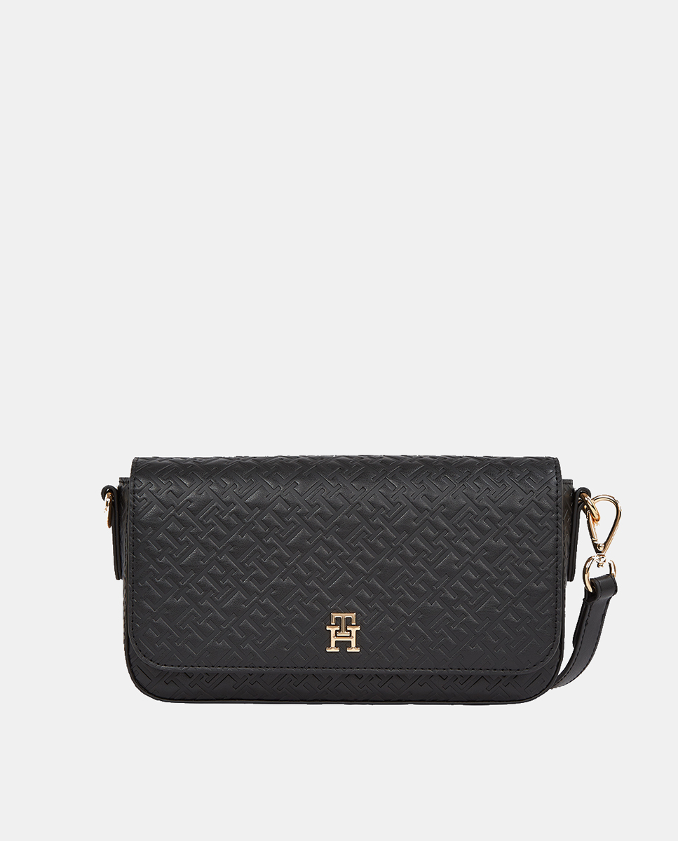 Imagen 0 de Bolso estilo bandolera en color negro con estampado monogram