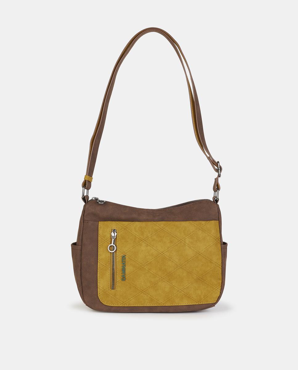 Mala Crossbody Pequena com Fecho de Correr Castanho-1