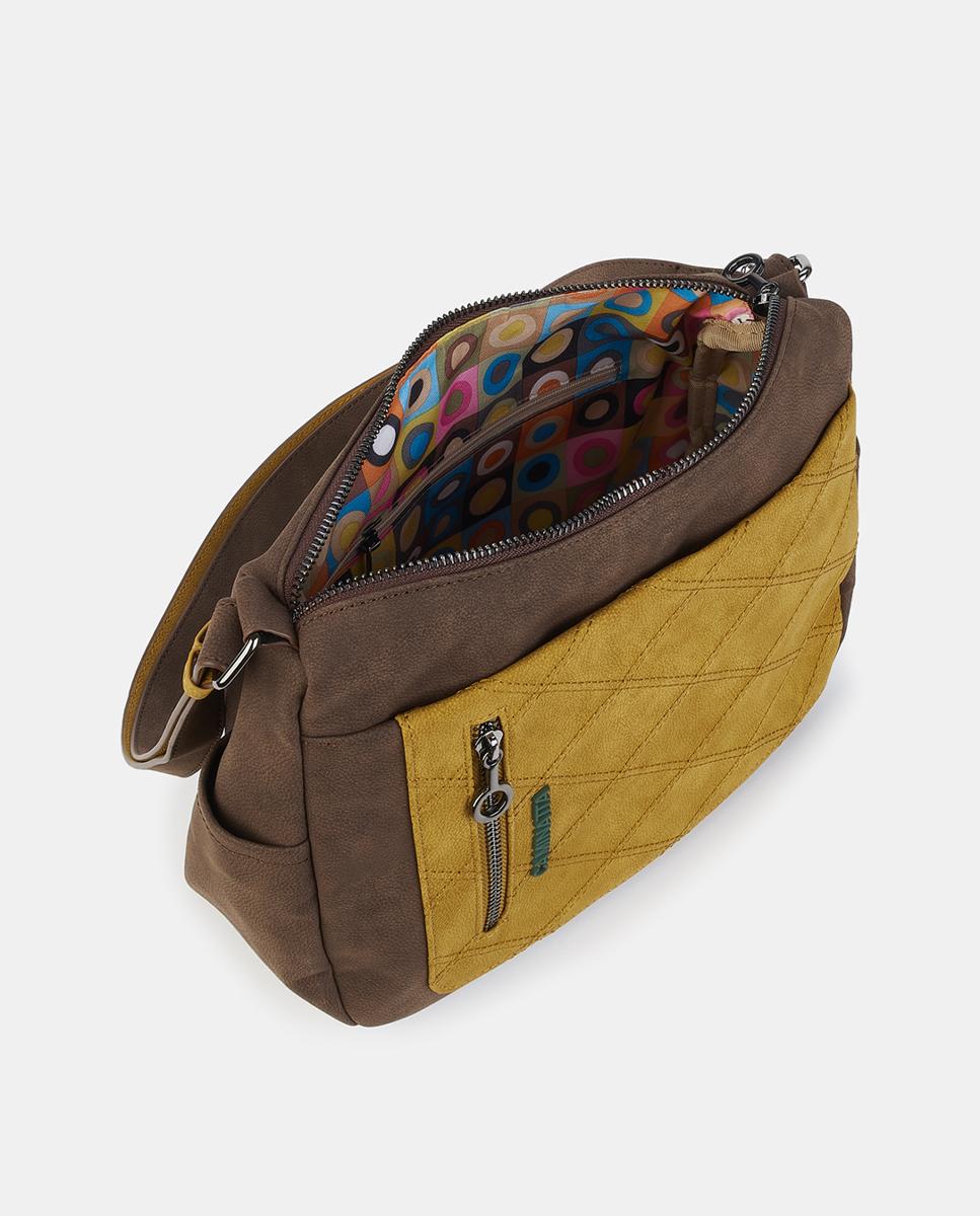 Mala Crossbody Pequena com Fecho de Correr Castanho-3